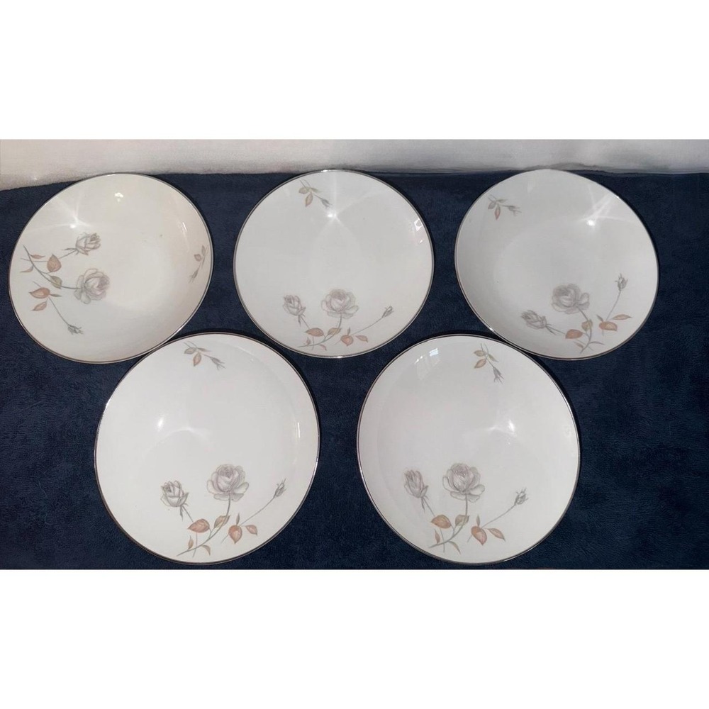 Set Of 5 Sango Soup Bowls - "Elena" Pattern - Discontinued - Fine China